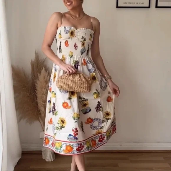 H&M SMOCKED-BODICE DRESS SIZE XS - Picture 2 of 7